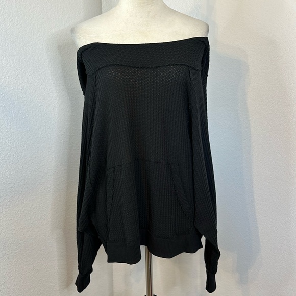 Free People We The Free Westend Black Thermal Top Size Small NWOT - Picture 8 of 10